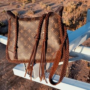 Refurbished LV Crossbody Purse- Hand Braided Leather Accent